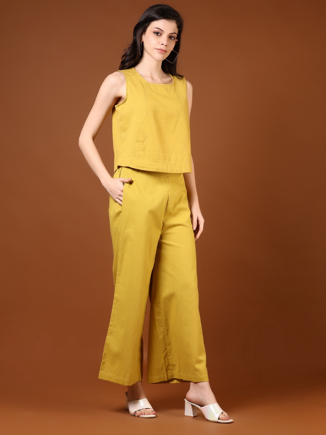 

V-Mart Pure Cotton Top With Trousers Co-Ords, Yellow