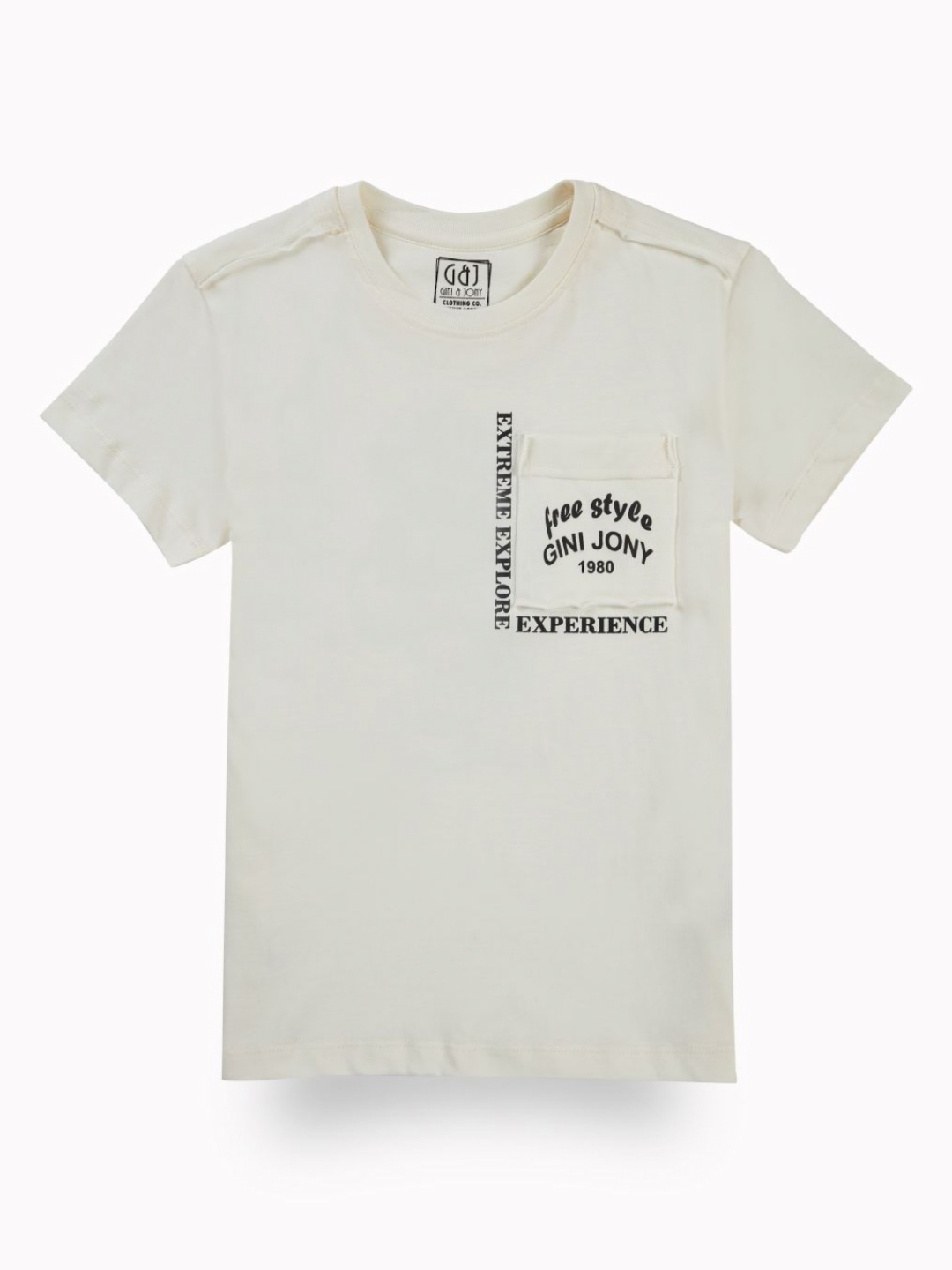 

Gini and Jony Boys Printed Applique T-shirt, Off white