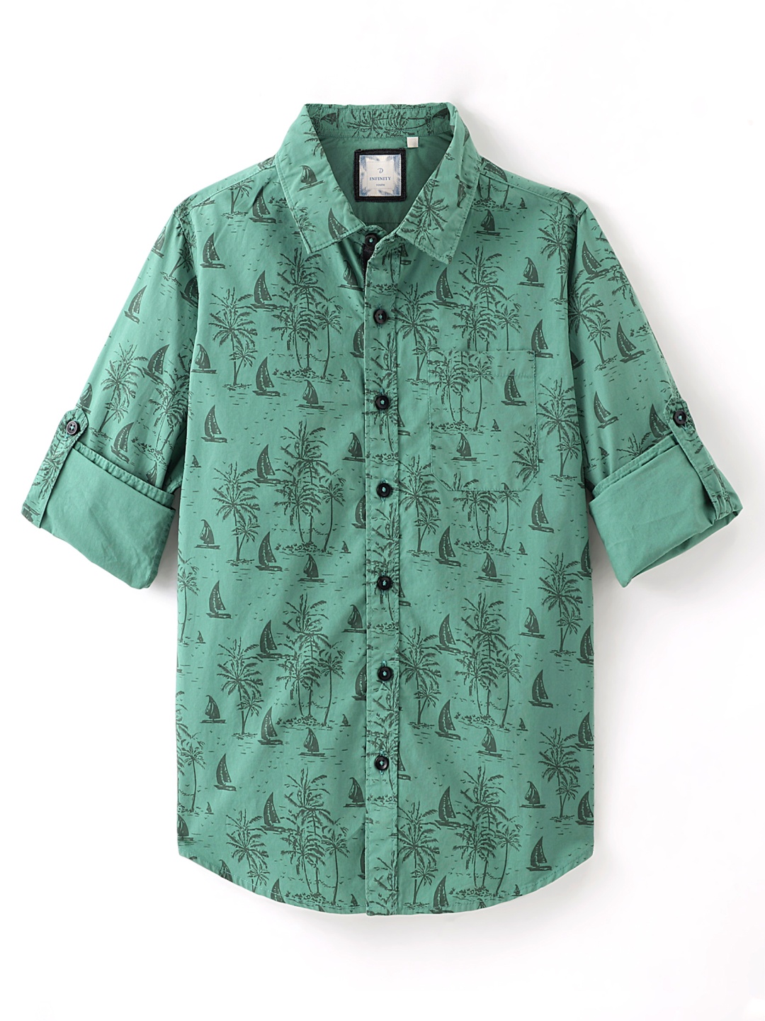 

Infinity Boys Floral Opaque Printed Casual Shirt, Green