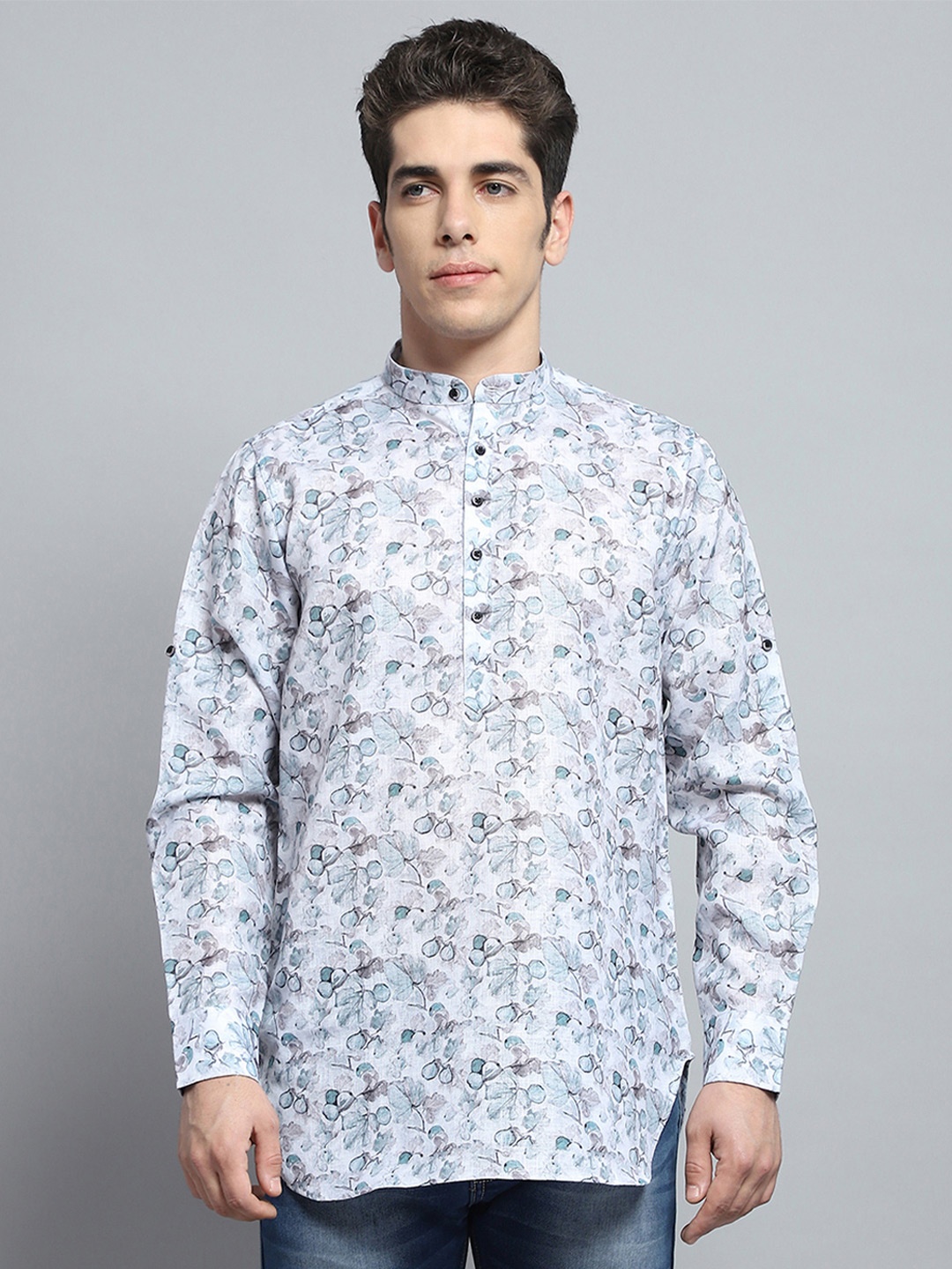 

Monte Carlo Men Ethnic Motifs Printed Thread Work Kurta, Green