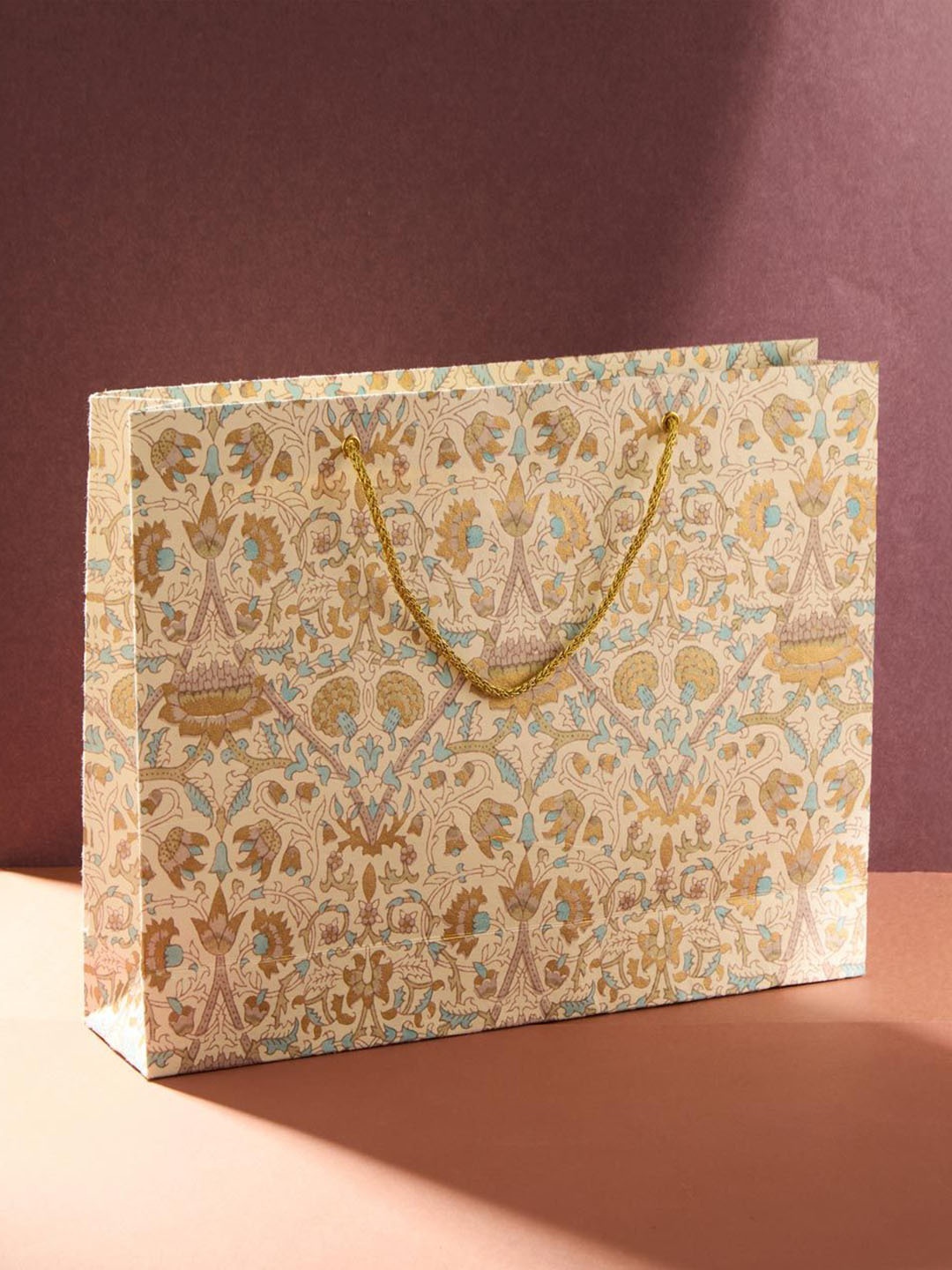 

Fabindia Ethnic Motifs Printed Structured Handheld Bag, Off white