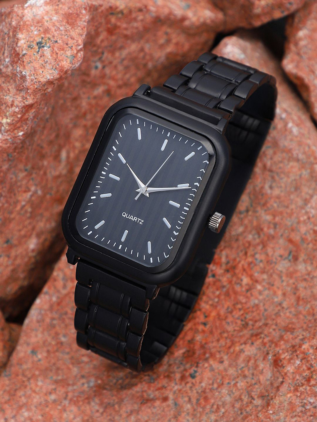 

French Accent Men Dial & Stainless Steel Bracelet Style Straps Analogue Watch SS25_FAWC1017, Black