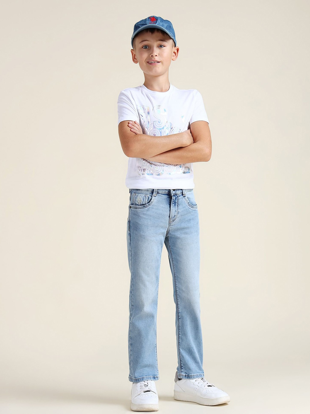 

U.S. Polo Assn. Kids Boys Relaxed Fit Heavy Fade Stretchable Jeans, Blue