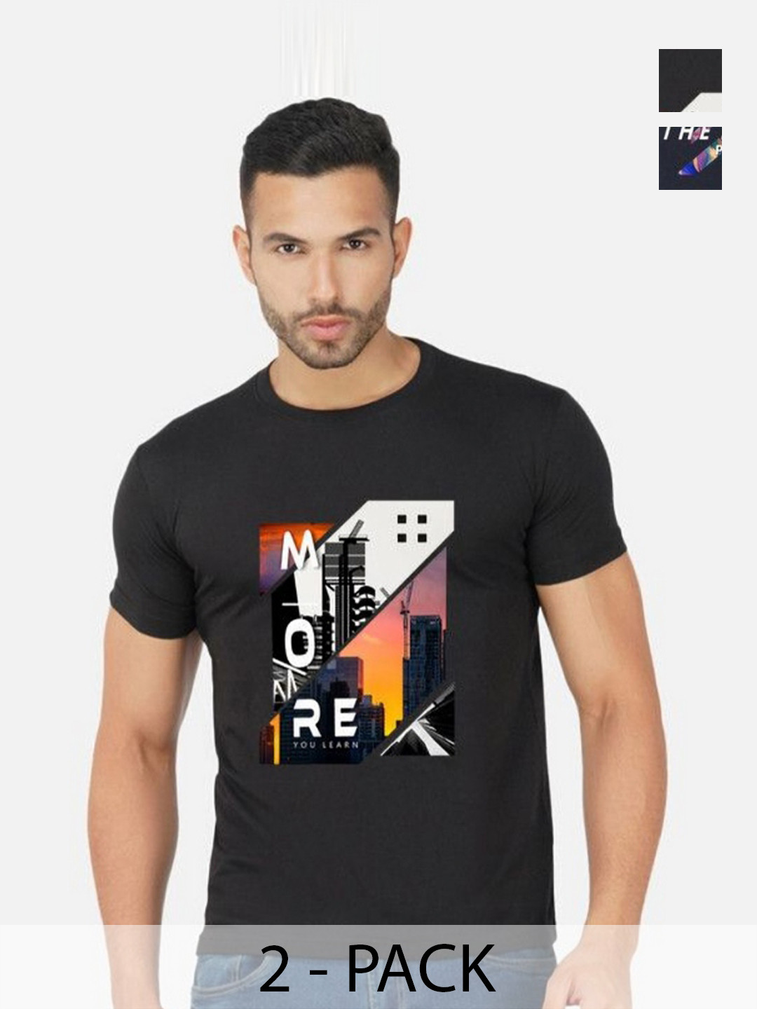 

GLOBAL NOMAD Men 2 Printed Bio Finish T-shirt, Black