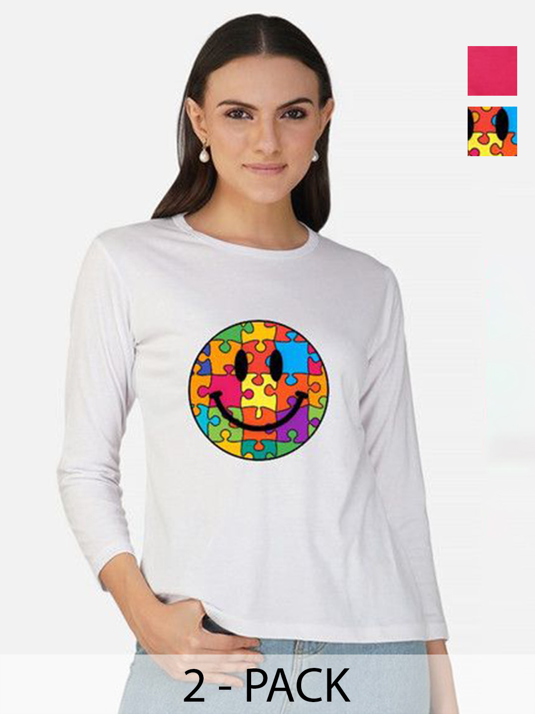 

Metronaut Women 2 Printed Bio Finish Applique T-shirt, White