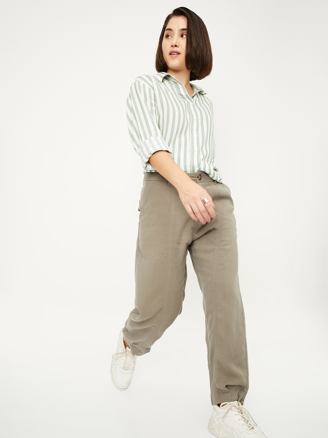 

max Women Trousers, Green