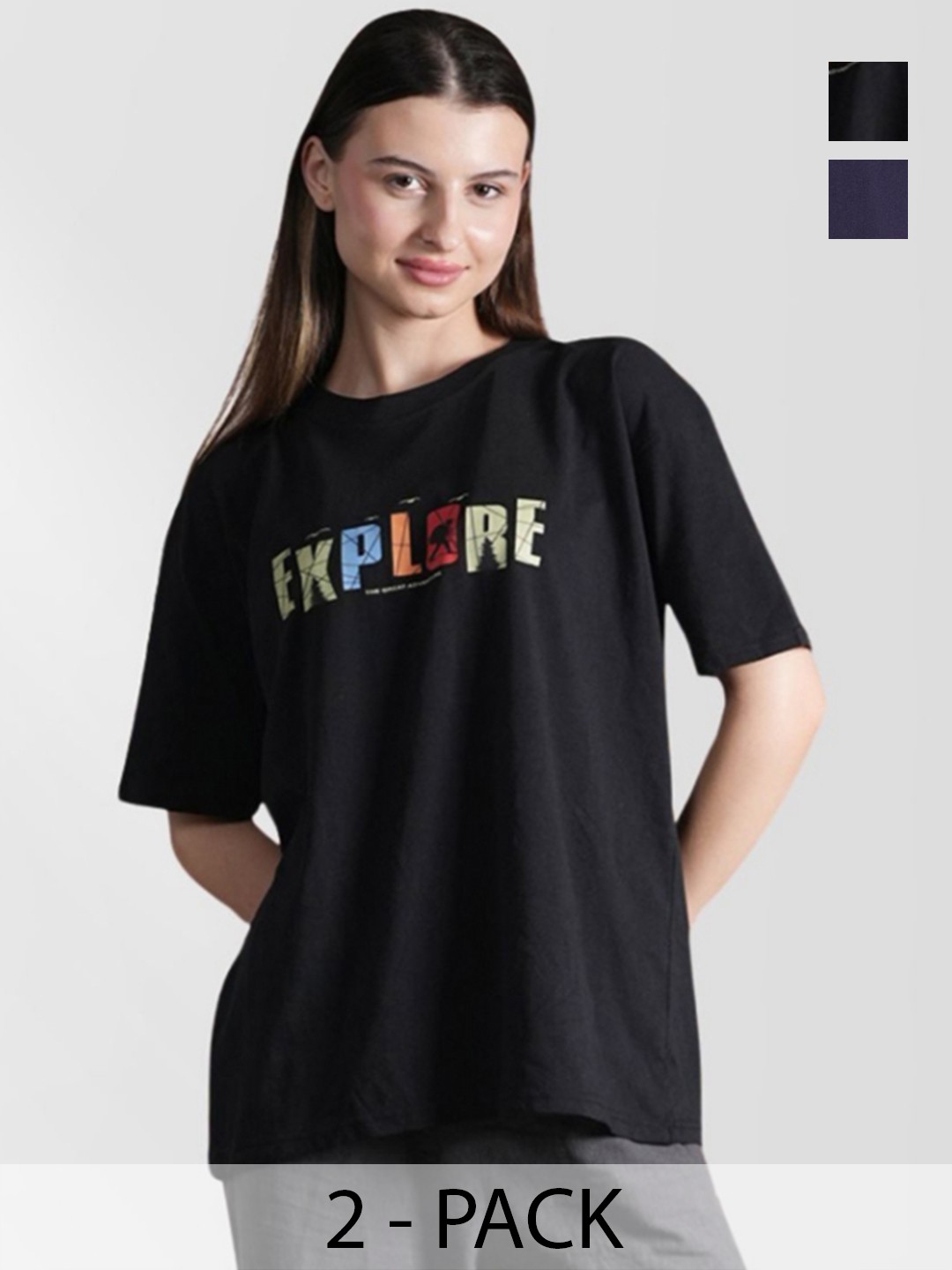 

NEYSA Women Typography 2 Printed Applique T-shirt, Multi