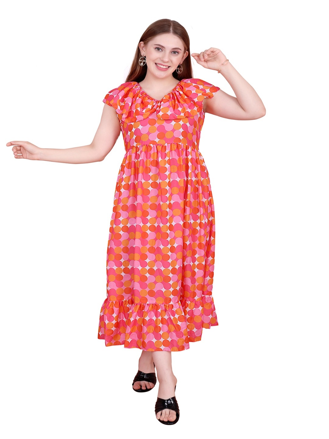 

Kaajal by Vidhi Bohemian Print A-Line Maxi Dress, Pink