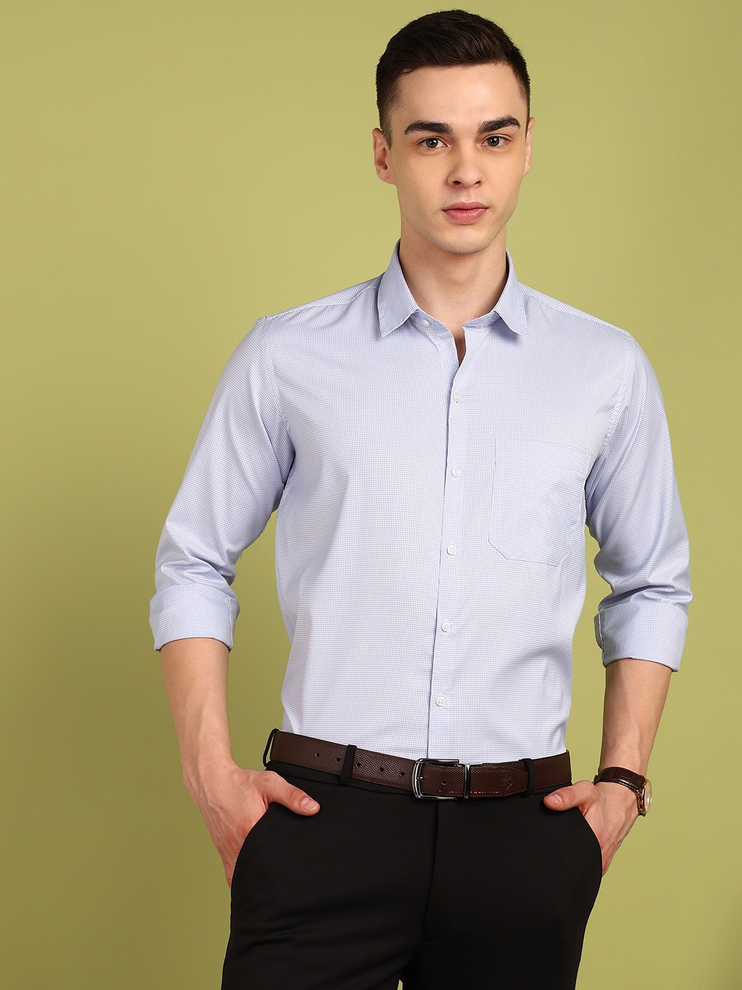 

PulseIQ Men Slim Fit Shepherd Checks Opaque Checked Formal Shirt, Multi