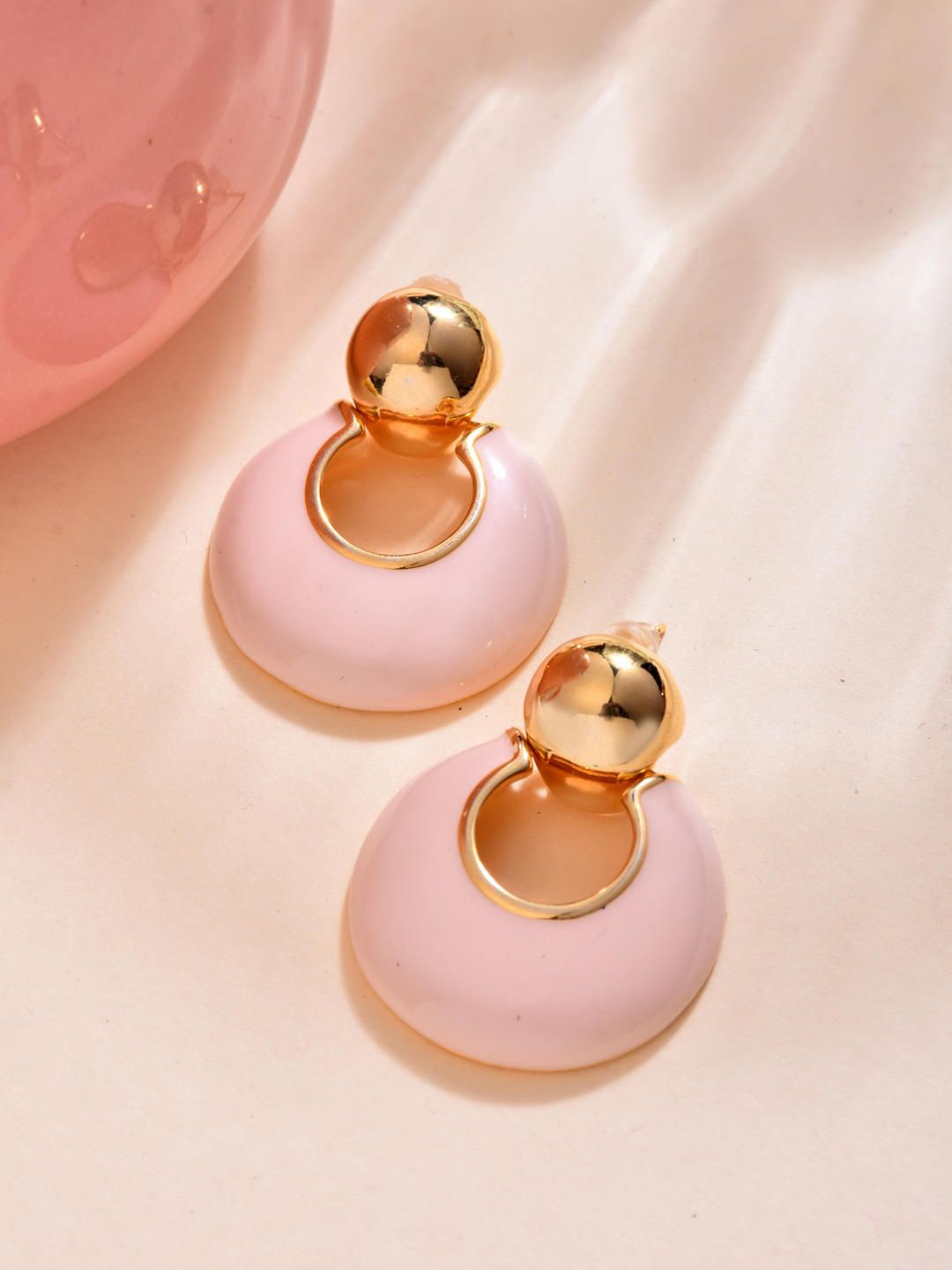

Reenisaa Circular Drop Earrings, Pink