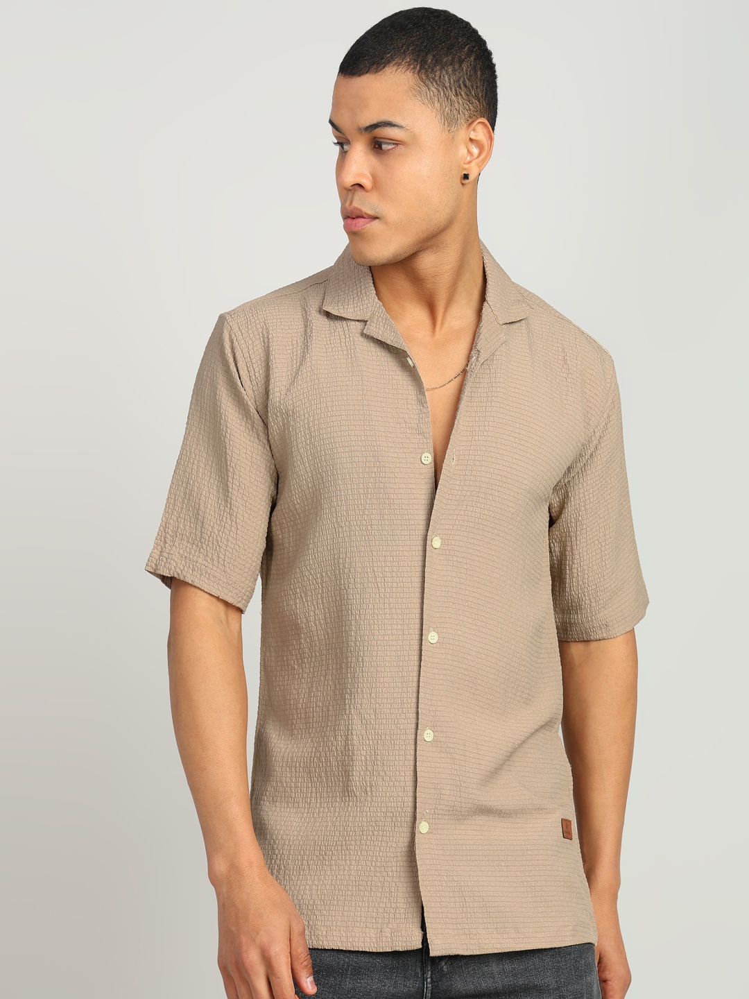 

PulseIQ Men Slim Fit Opaque Casual Shirt, Brown