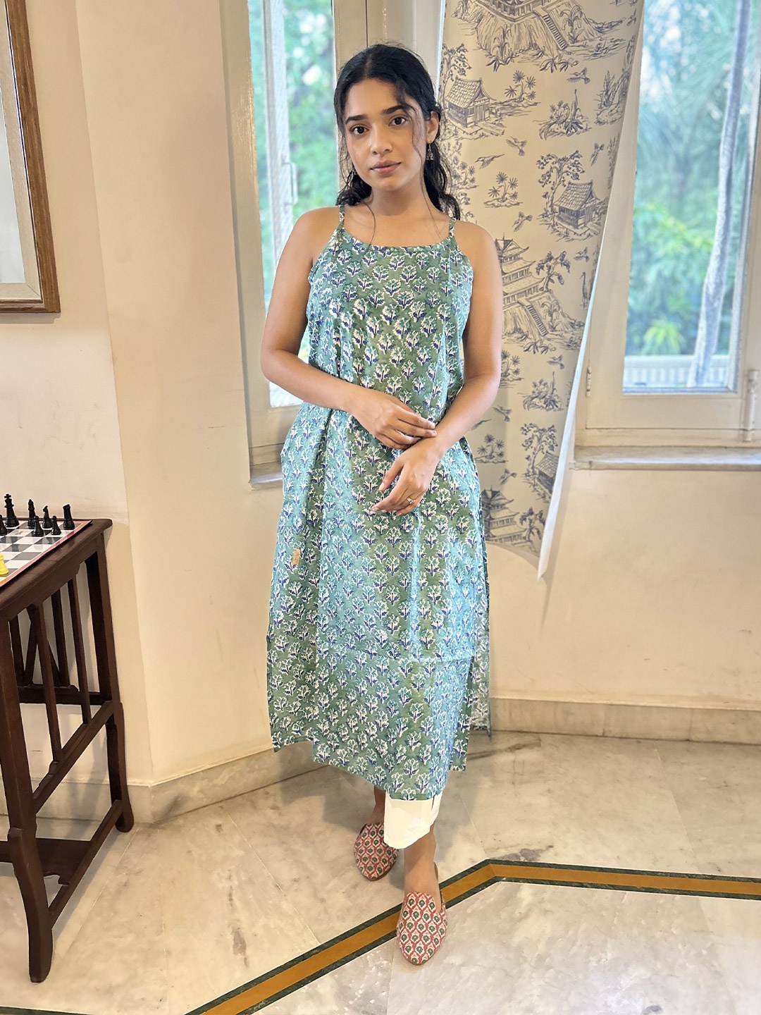 

GOODHAND Floral Printed Kurta, Green