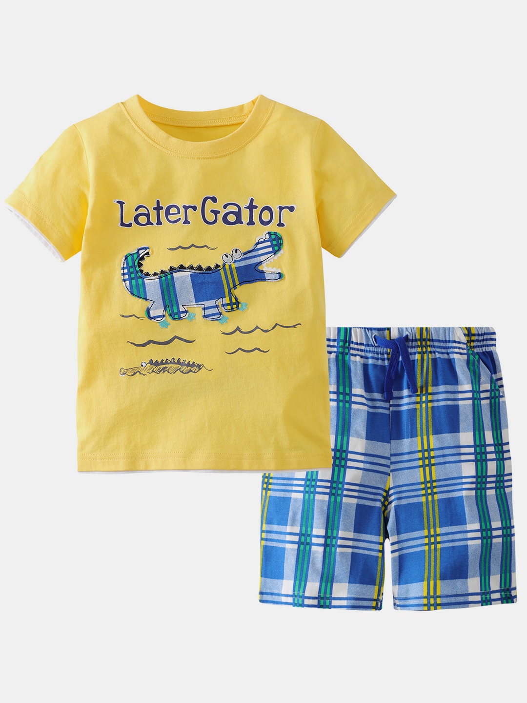 

YK Boys Printed T-Shirt With Shorts Clothing Set, Yellow