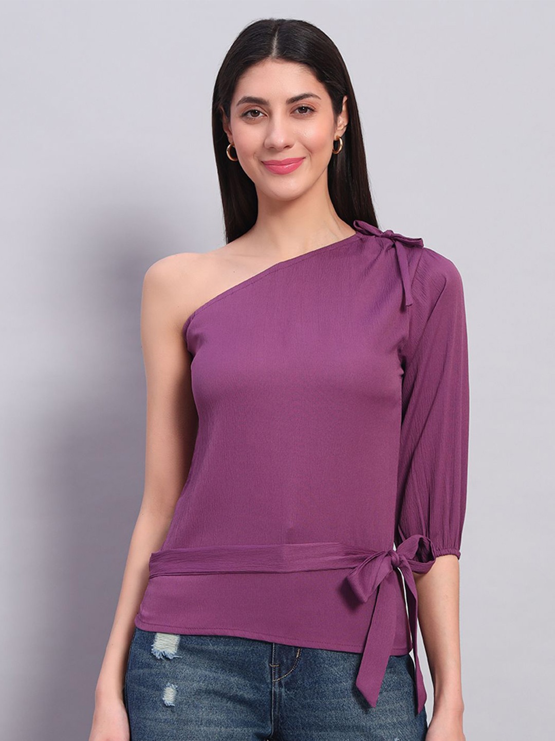 

ROSEMELON One Shoulder Crepe Top, Purple