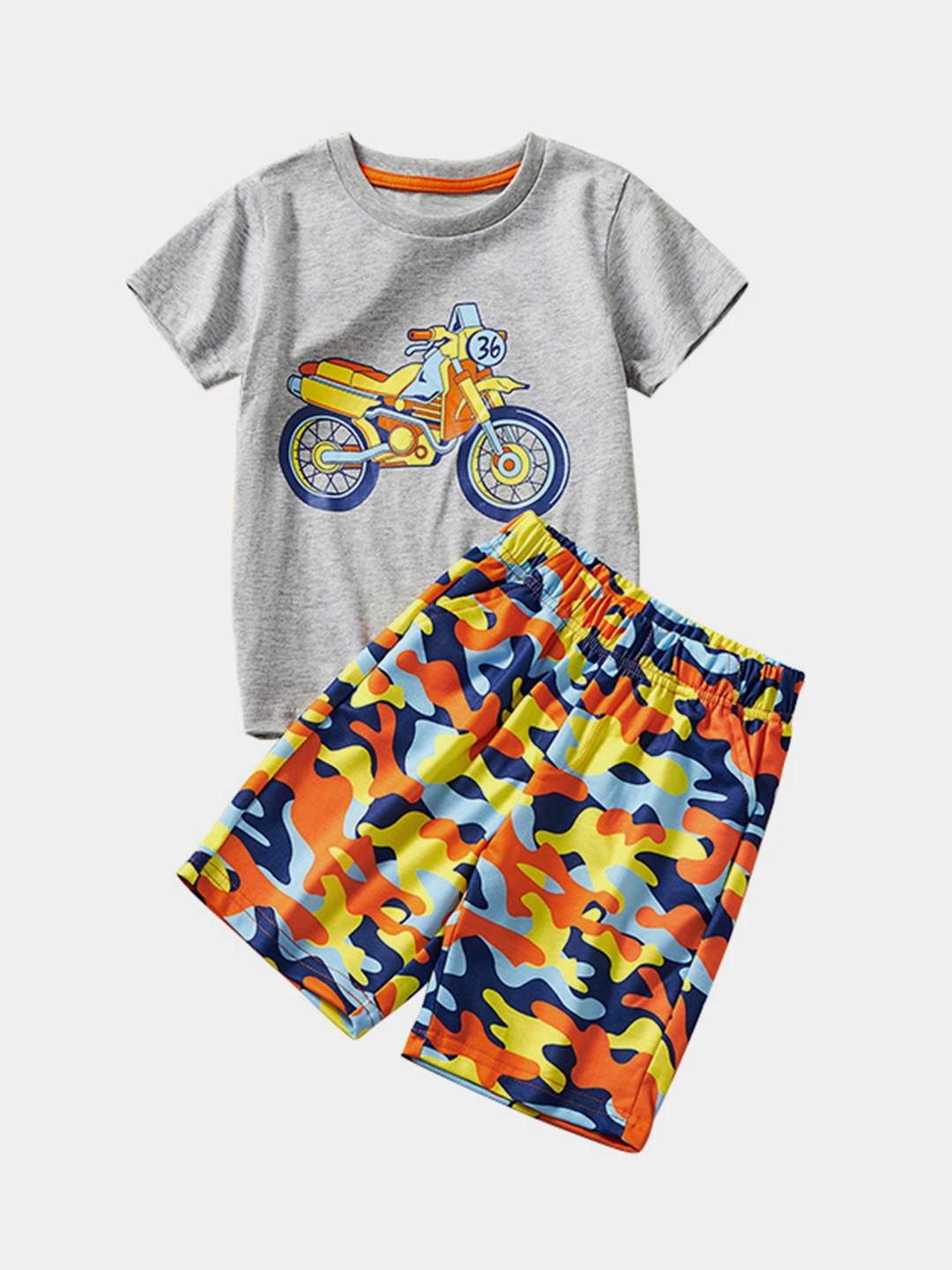 

YK Boys Printed T-Shirt With Shorts Clothing Set, Grey