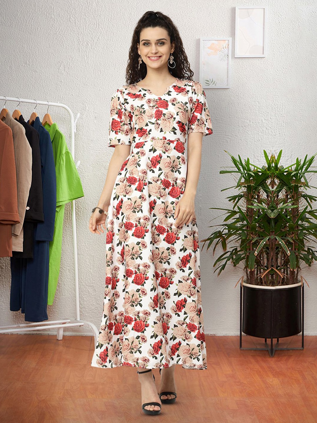 

Moda Rapido Floral Print Applique Fit & Flare Dress, Multi