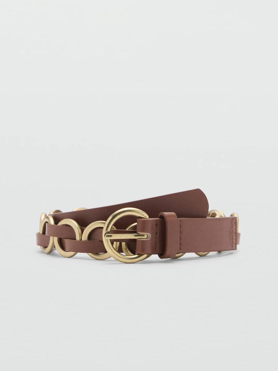 

MANGO Women Belt With Metal Rings Detail, Brown