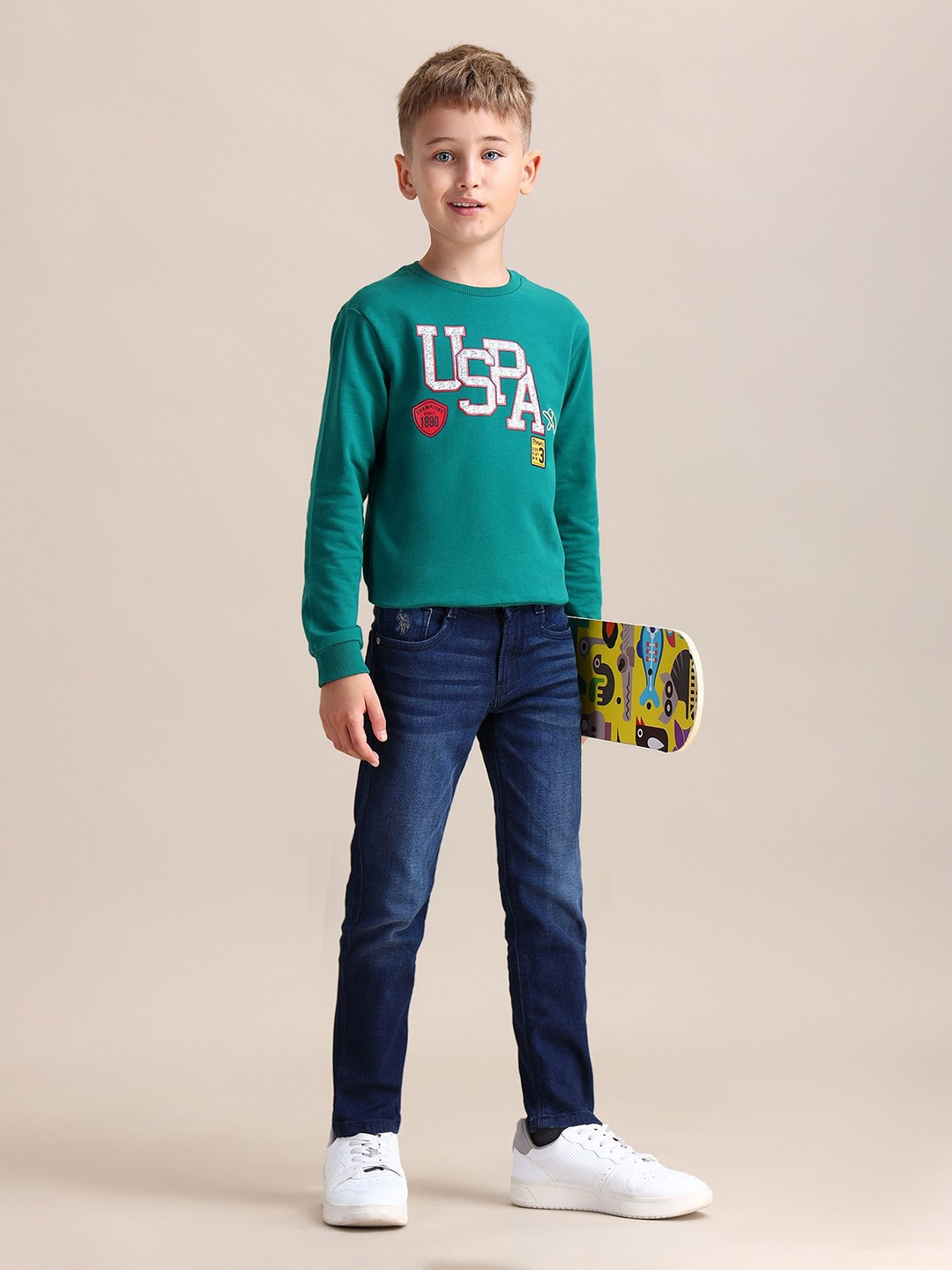 

U.S. Polo Assn. Kids Boys Slim Fit Light Fade Stretchable Jeans, Blue