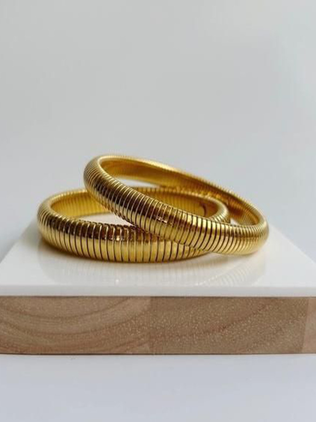 

LOCAL PITARA 18K Gold-Plated Stretch Bangles