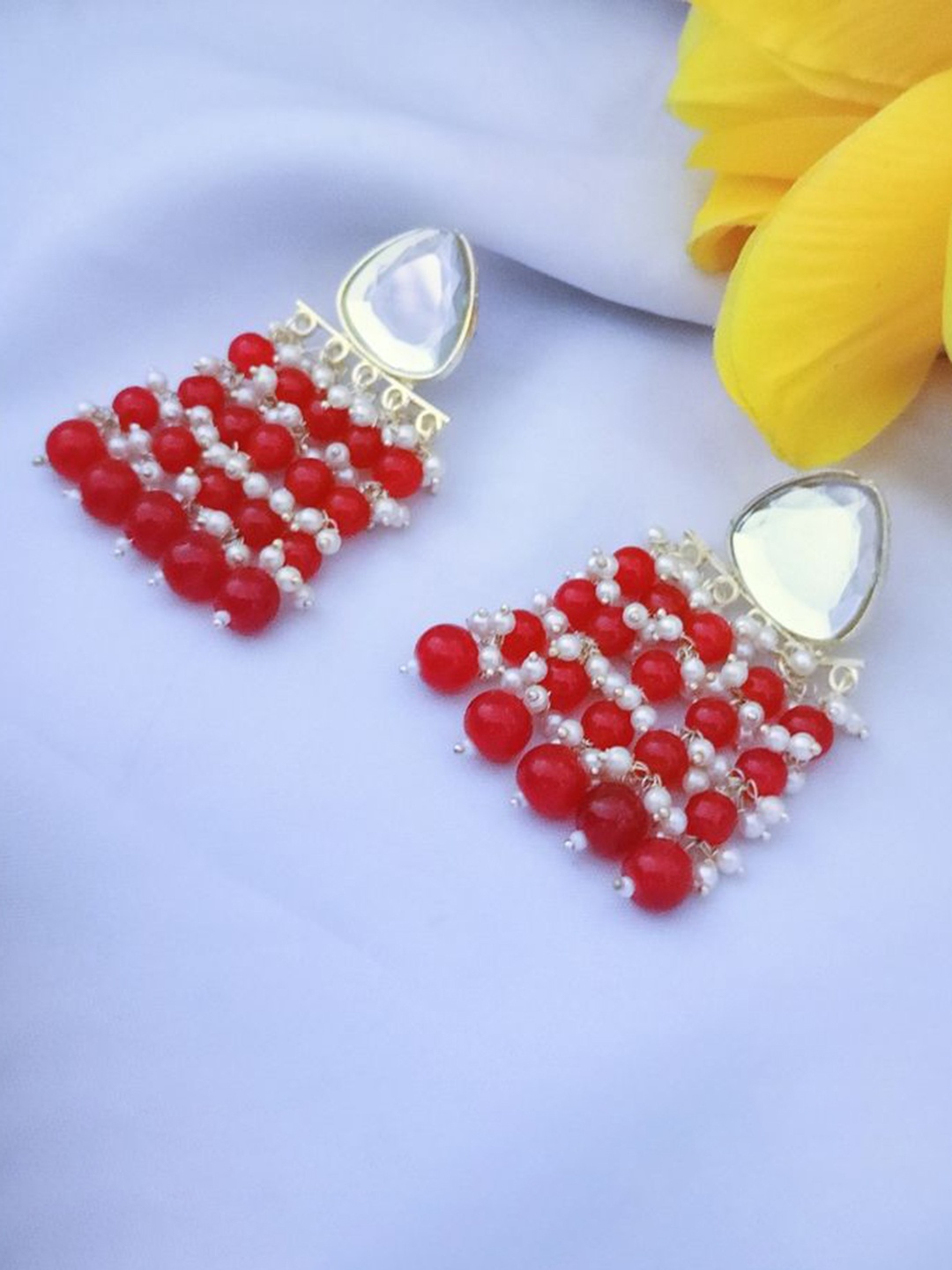 

DIVASTRI Contemporary Drop Earrings, Red