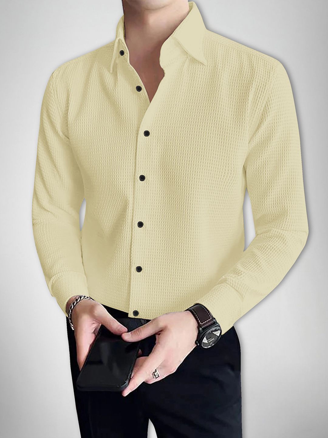 

Moda Rapido Men Original Opaque Casual Shirt, Yellow