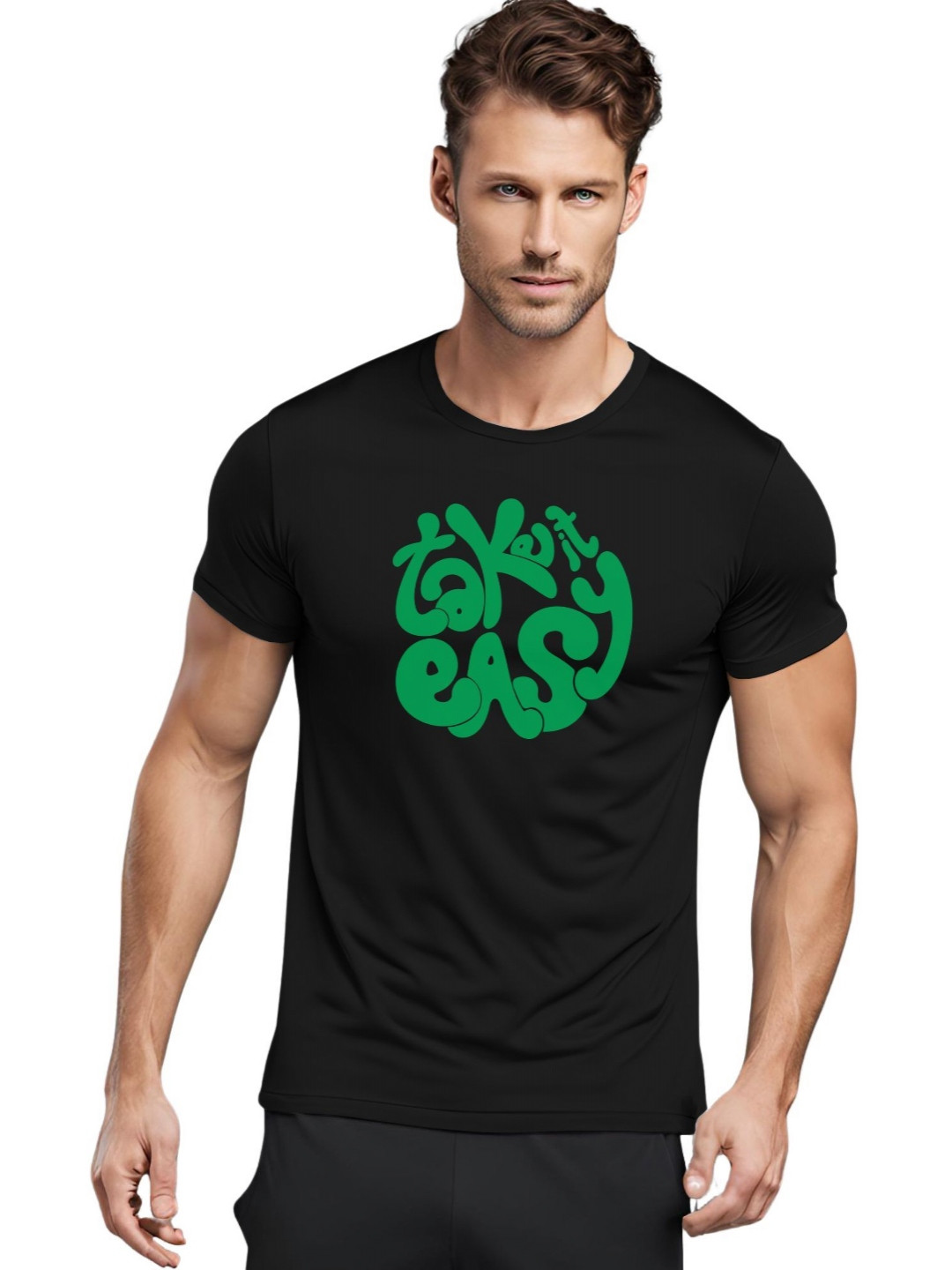 

3Colors Men Moisture Wicking Raw Edge T-shirt, Black