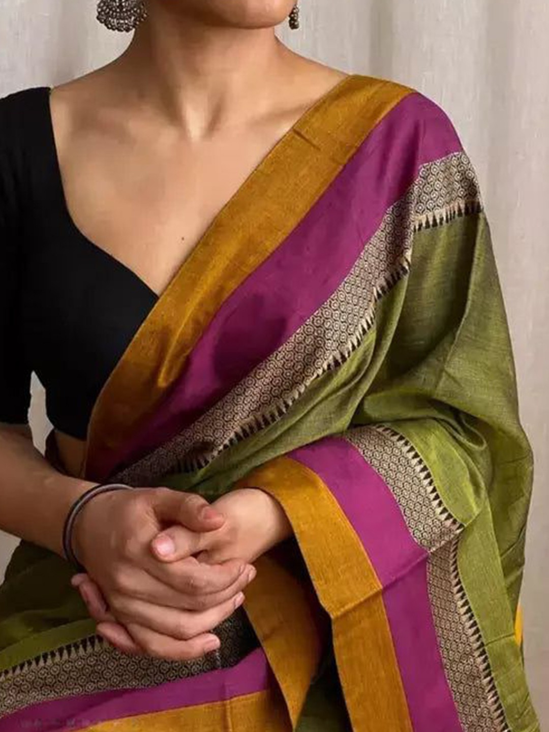 

DEVIKA TEXTILES Zari Pure Cotton Narayan Peth Saree, Green