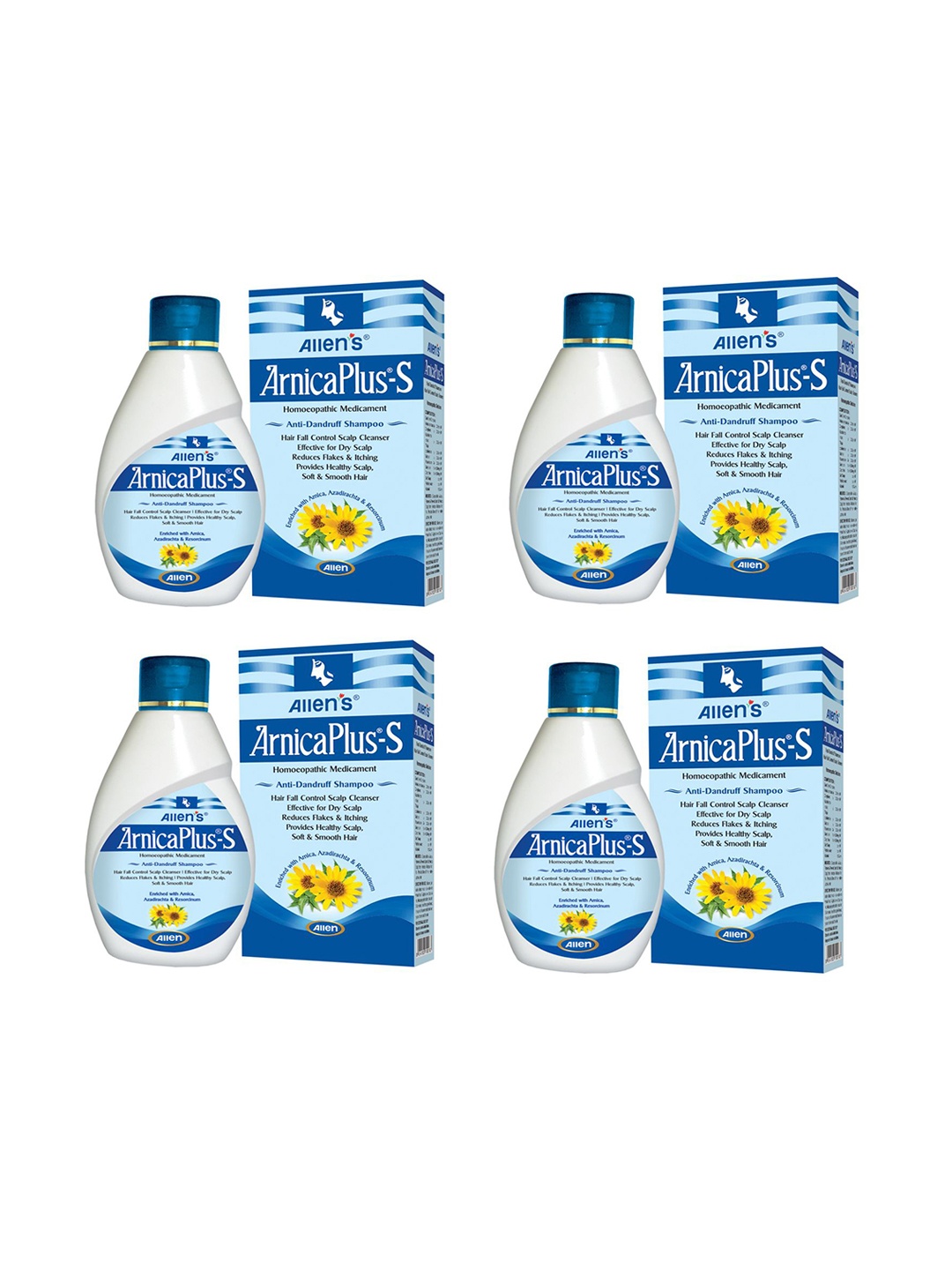 

ALLEN ArnicaPlus-S Set Of 4 Azadirachta Anti-dandruff Shampoo - 100 ml Each, White