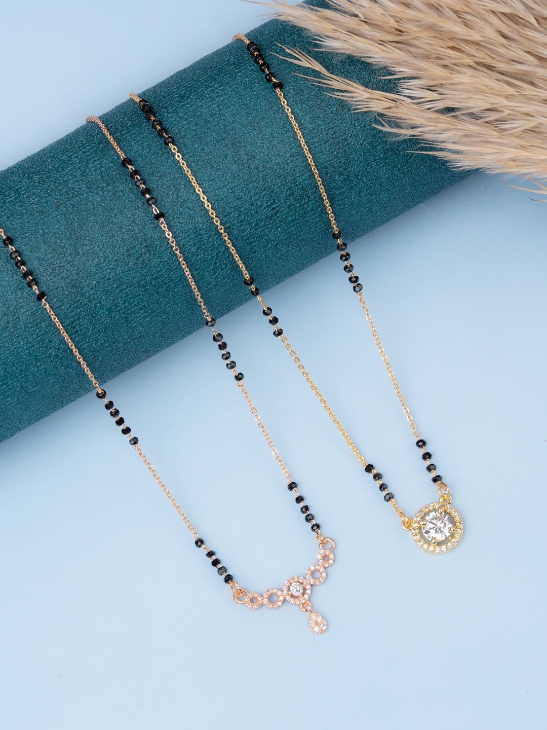 

Zeraki Jewels Gold-Plated Artificial Stones and Beads Mangalsutra