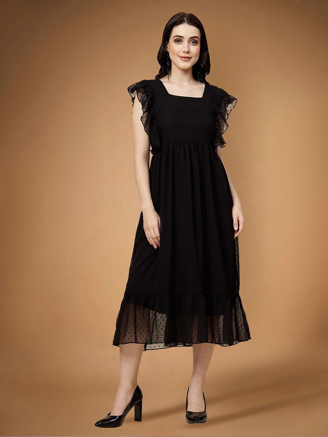 

Moda Rapido Applique Fit & Flare Dress, Black