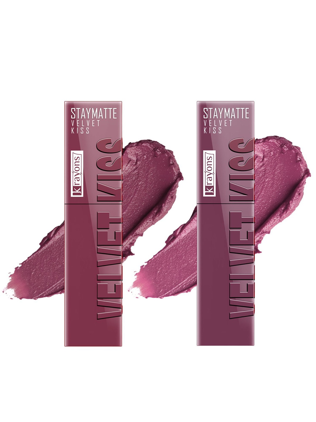 

krayons Set Of 2 StayMatte Velvet Kiss Liquid Lipstick - Orchid Love 06 - Dusty Mauve 04, Pink