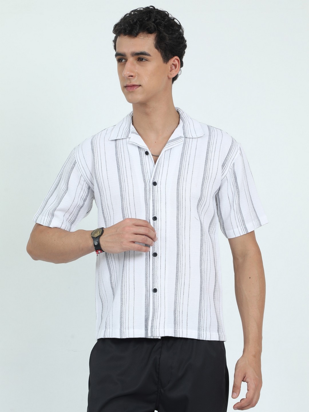 

THE BEETEL HOUSE Men Relaxed Opaque Striped Casual Shirt, White