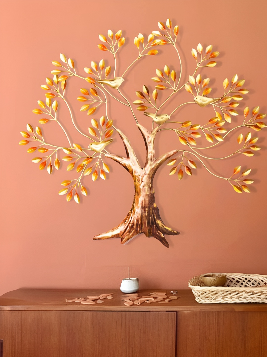 

Royaloak Yellow Textured Metal Wall Hangings, Gold