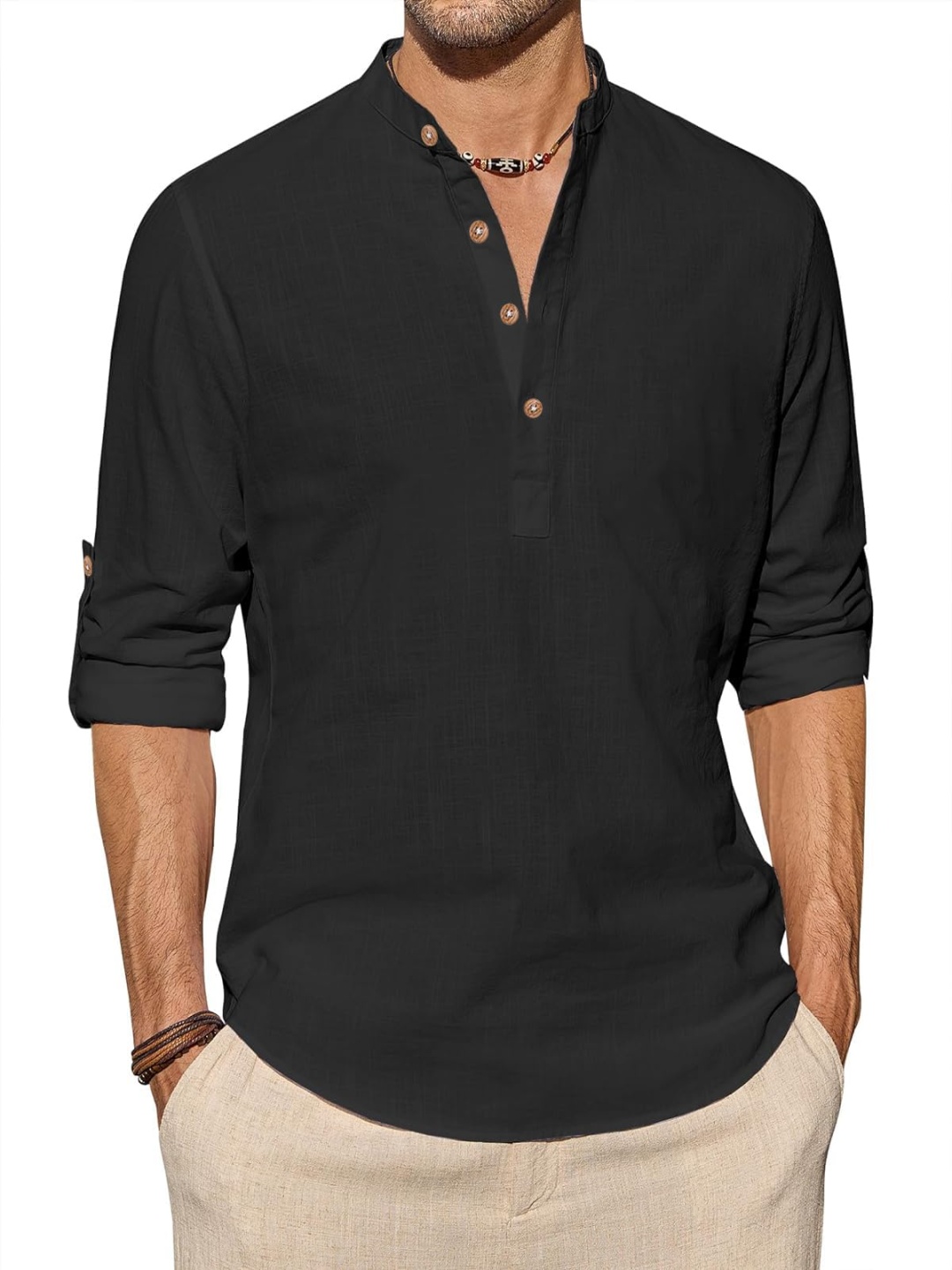 

EdinWolf Men Kurta, Black