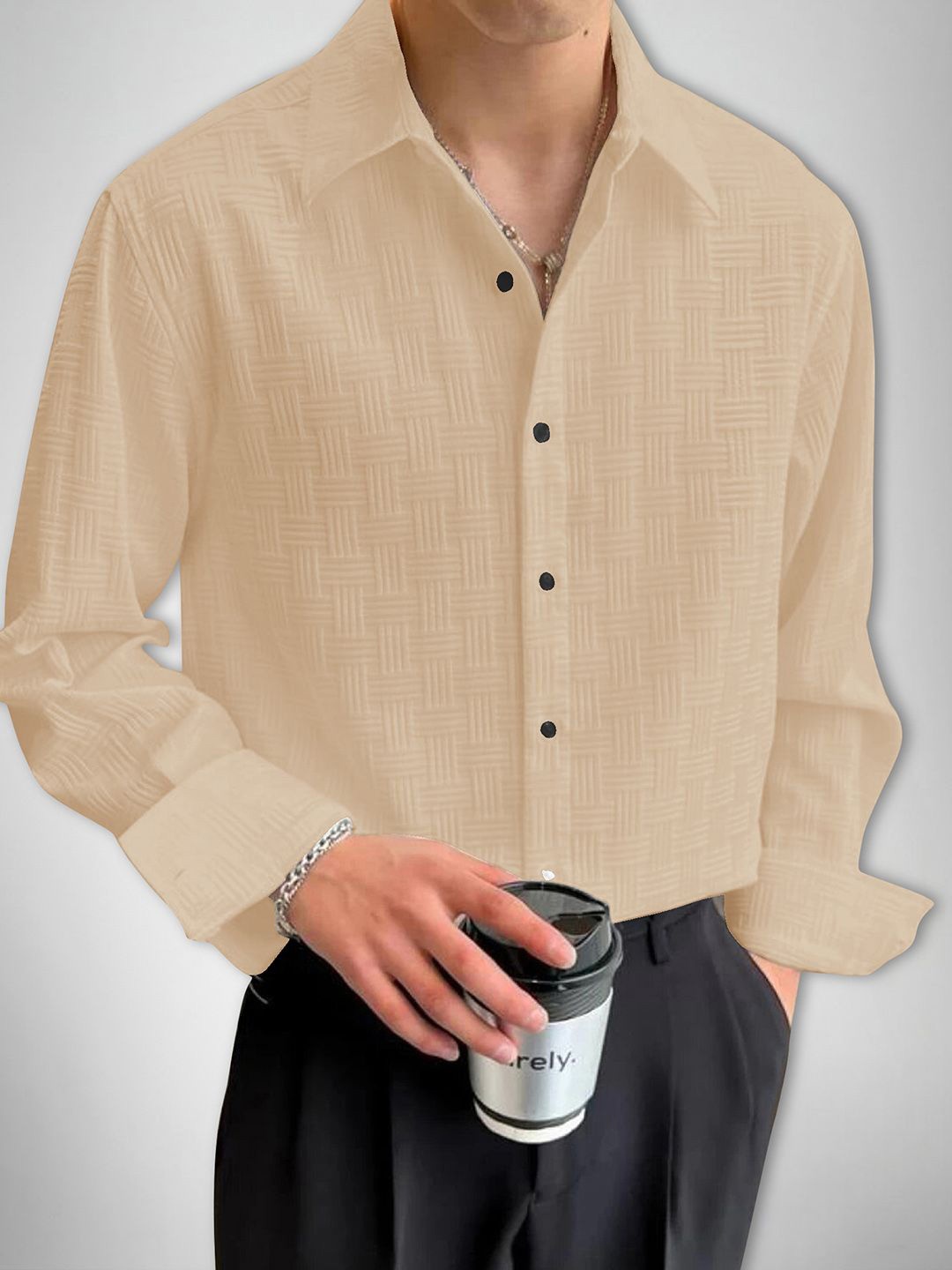 

Moda Rapido Men Original Opaque Casual Shirt, Beige