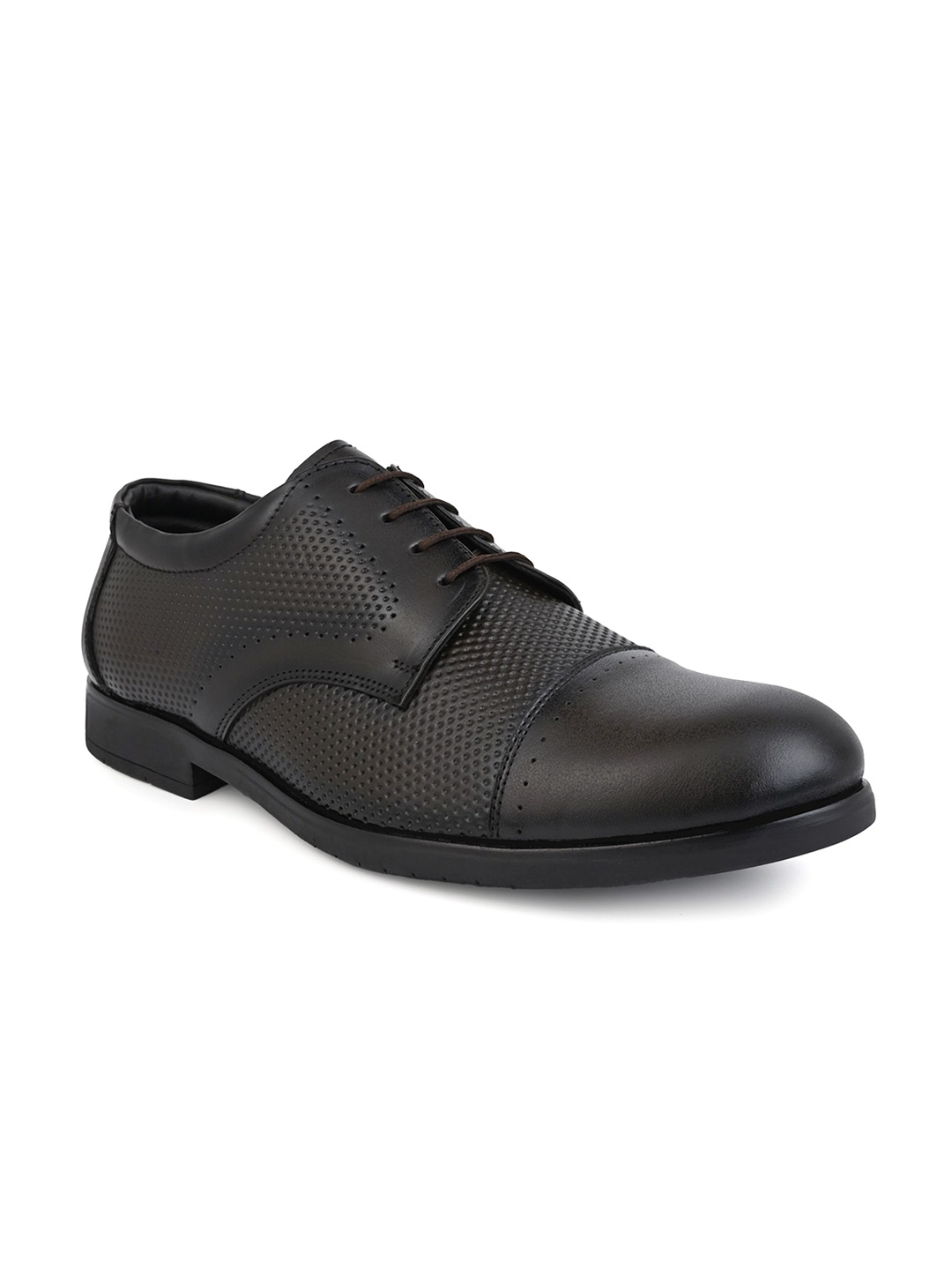 

MENGLER Men Leather Formal Derbys, Black