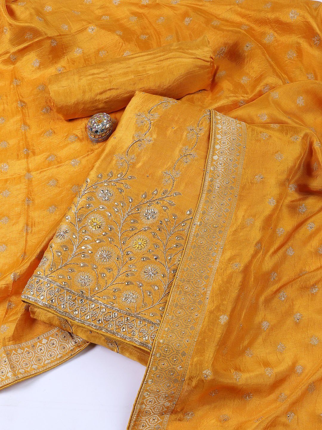 

Meena Bazaar Art Silk Unstitched Dress Material, Mustard