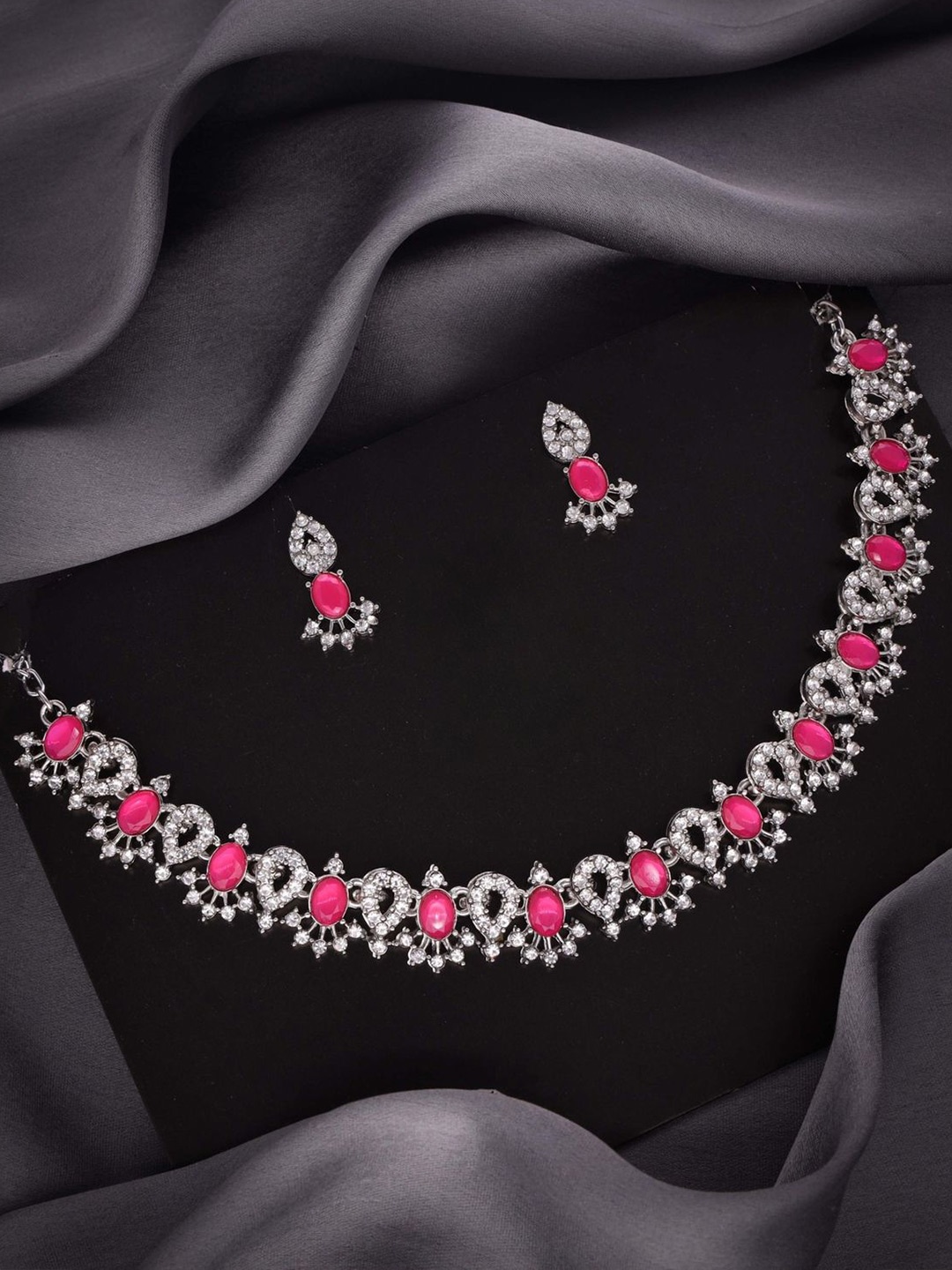 

DIVASTRI Set Of 2 Gold Plated American Diamond Studded Jewellery Sets