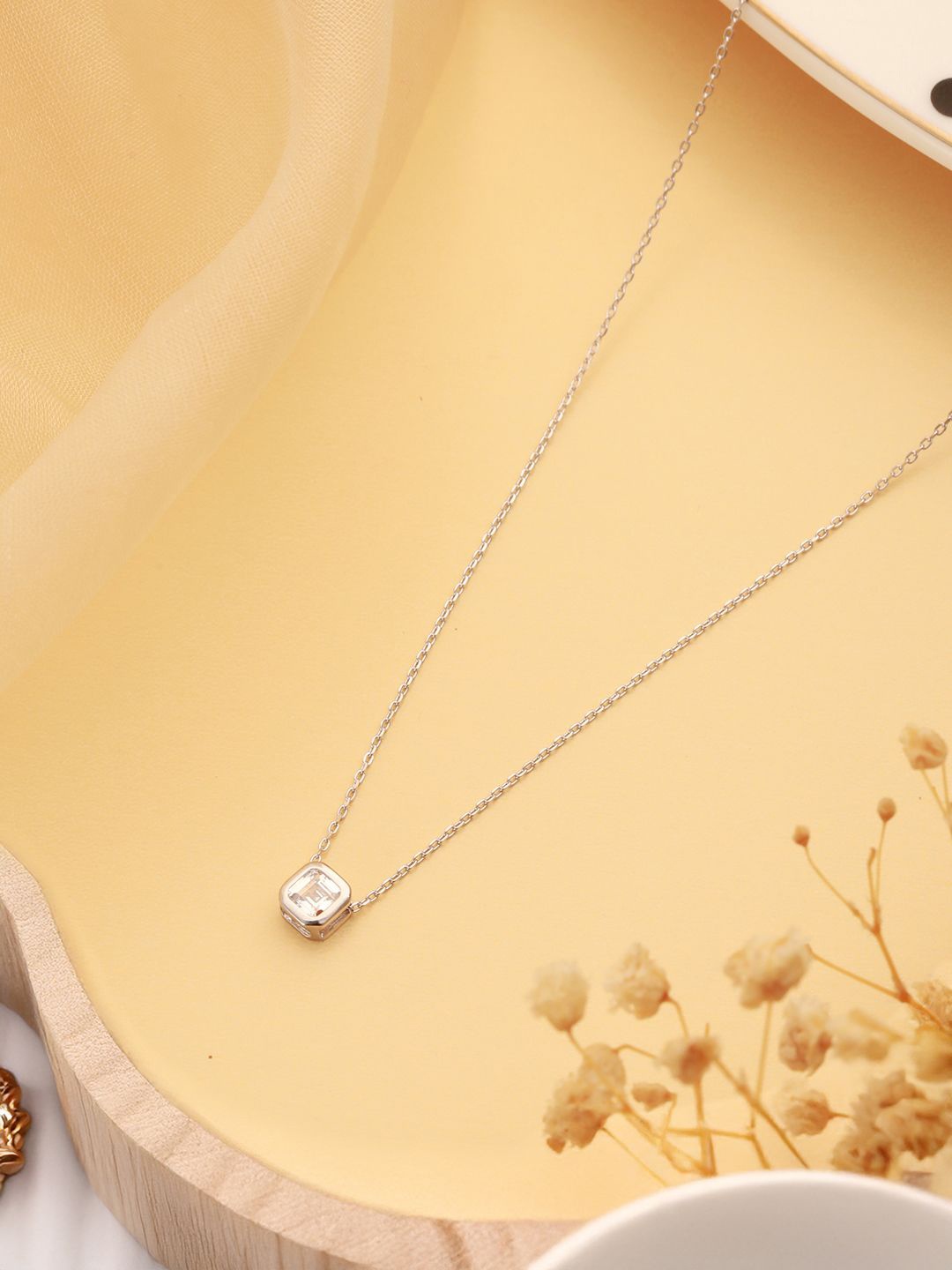 

SARAF SILVERETZ 925 Sterling Silver Rhodium-Plated Pendant & Chain