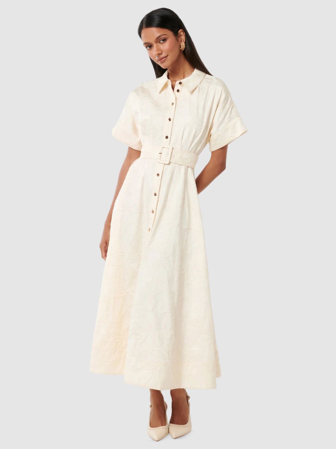 

Forever New Fit & Flare Midi Dress, Cream