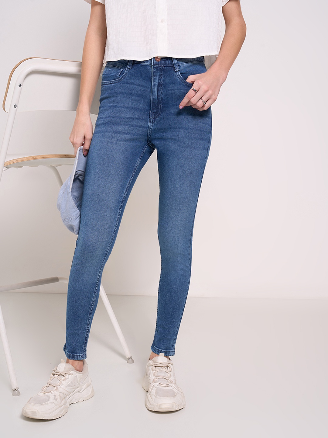 

SF JEANS by Pantaloons Women Skinny Fit High-Rise Light Fade Jeans, Blue