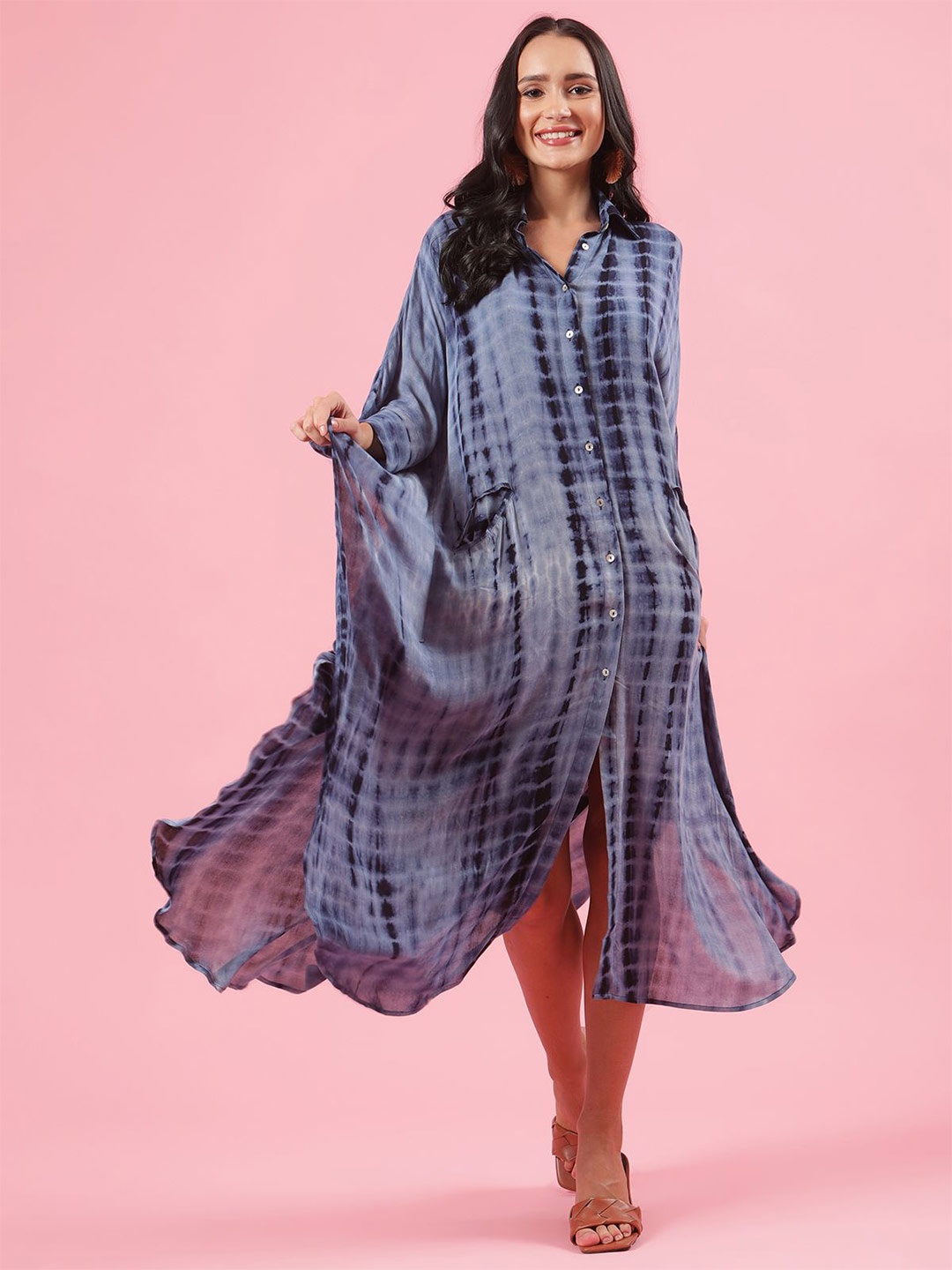 

Shades of Sabi Floral Print Kaftan Maxi Maternity Dress, Blue
