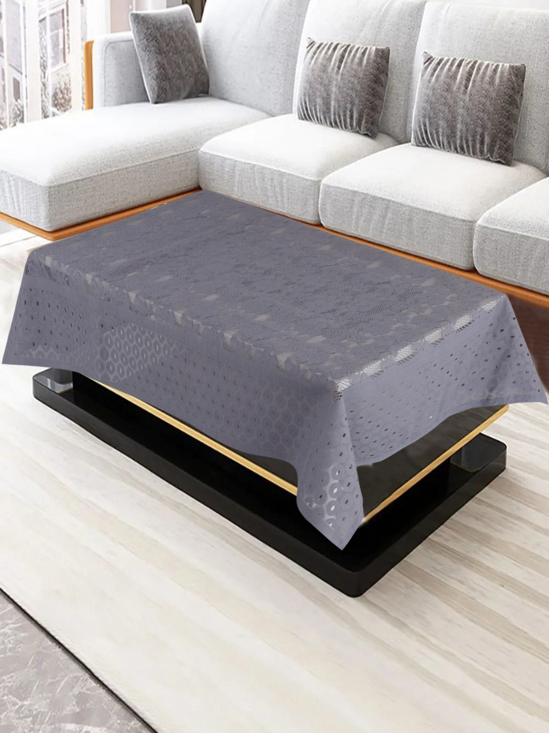 

Homerz Grey Floral Waterproof Cotton 4-Seater Table Cover