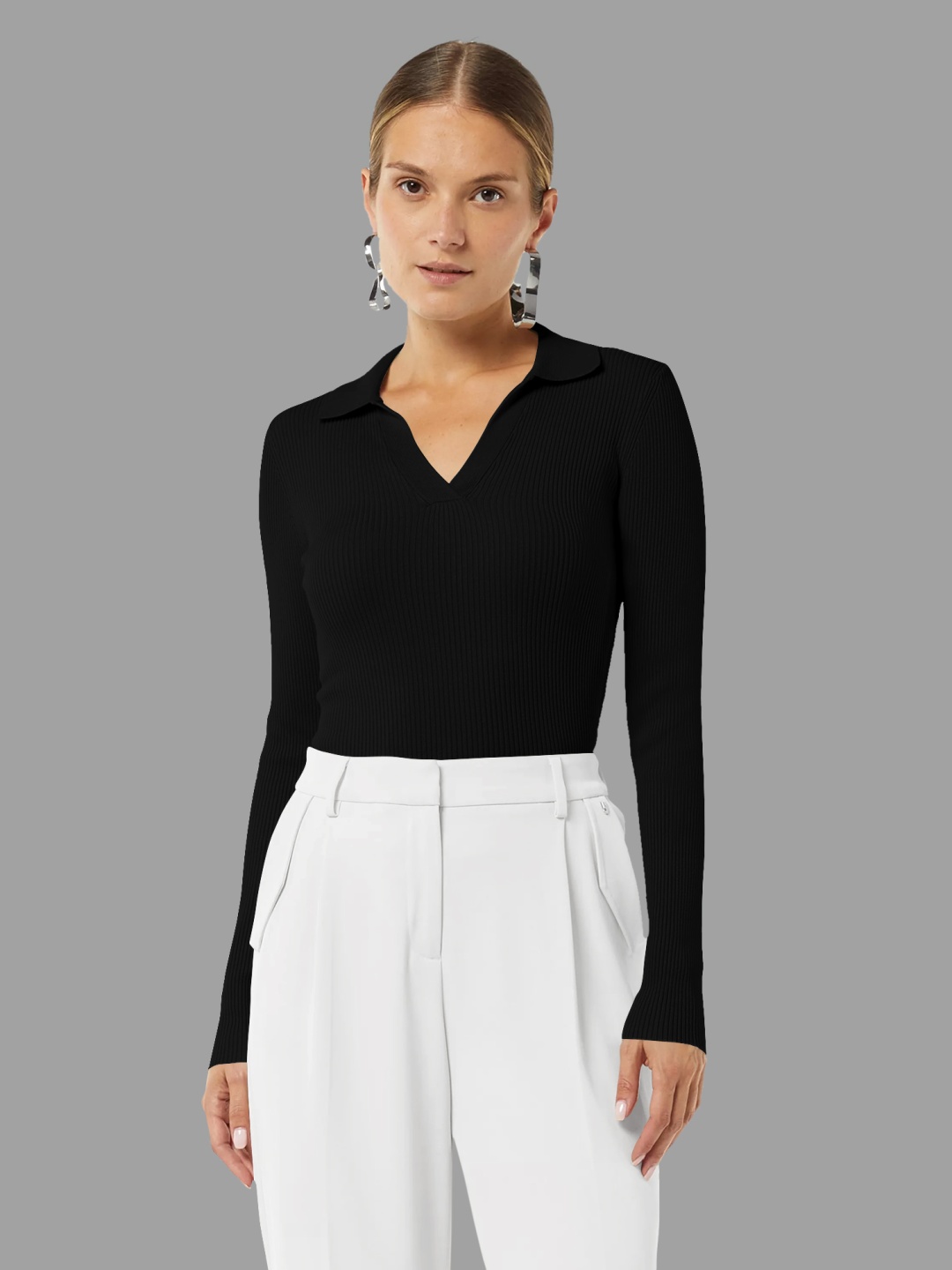 

Dream Beauty Fashion Women Ribbed Top, Black