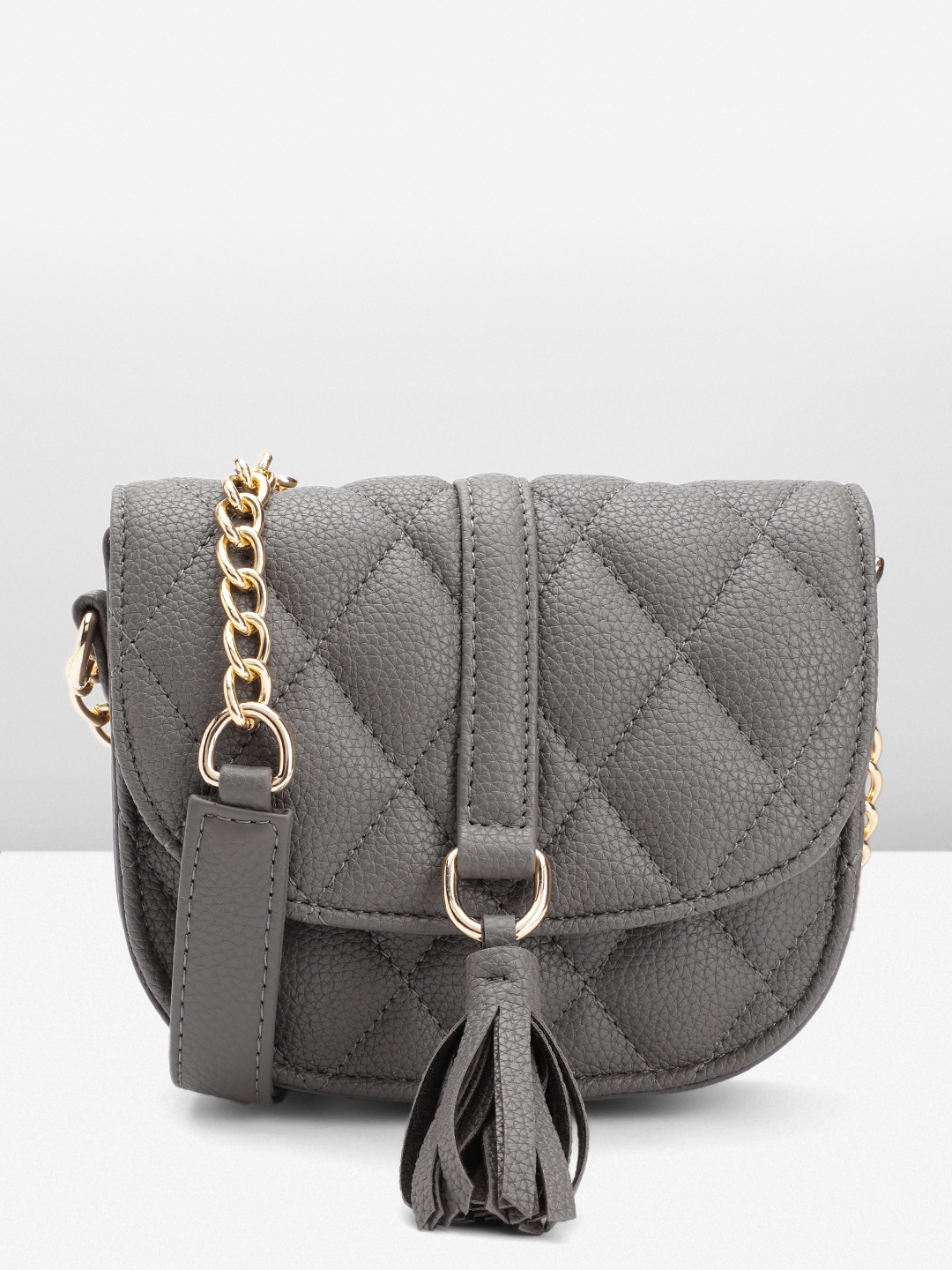 

Carlton London Quilted Sling Bag with Tasselled Detail, Grey