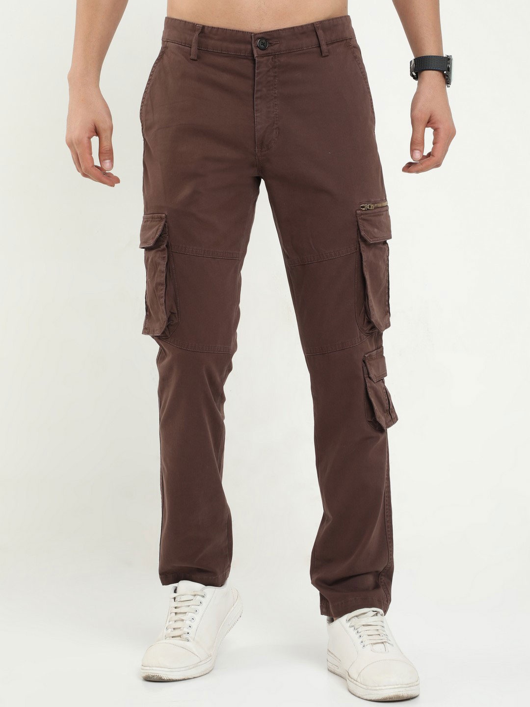 

THE BEETEL HOUSE Men Relaxed Vintage Utility Cargos Joggers, Brown