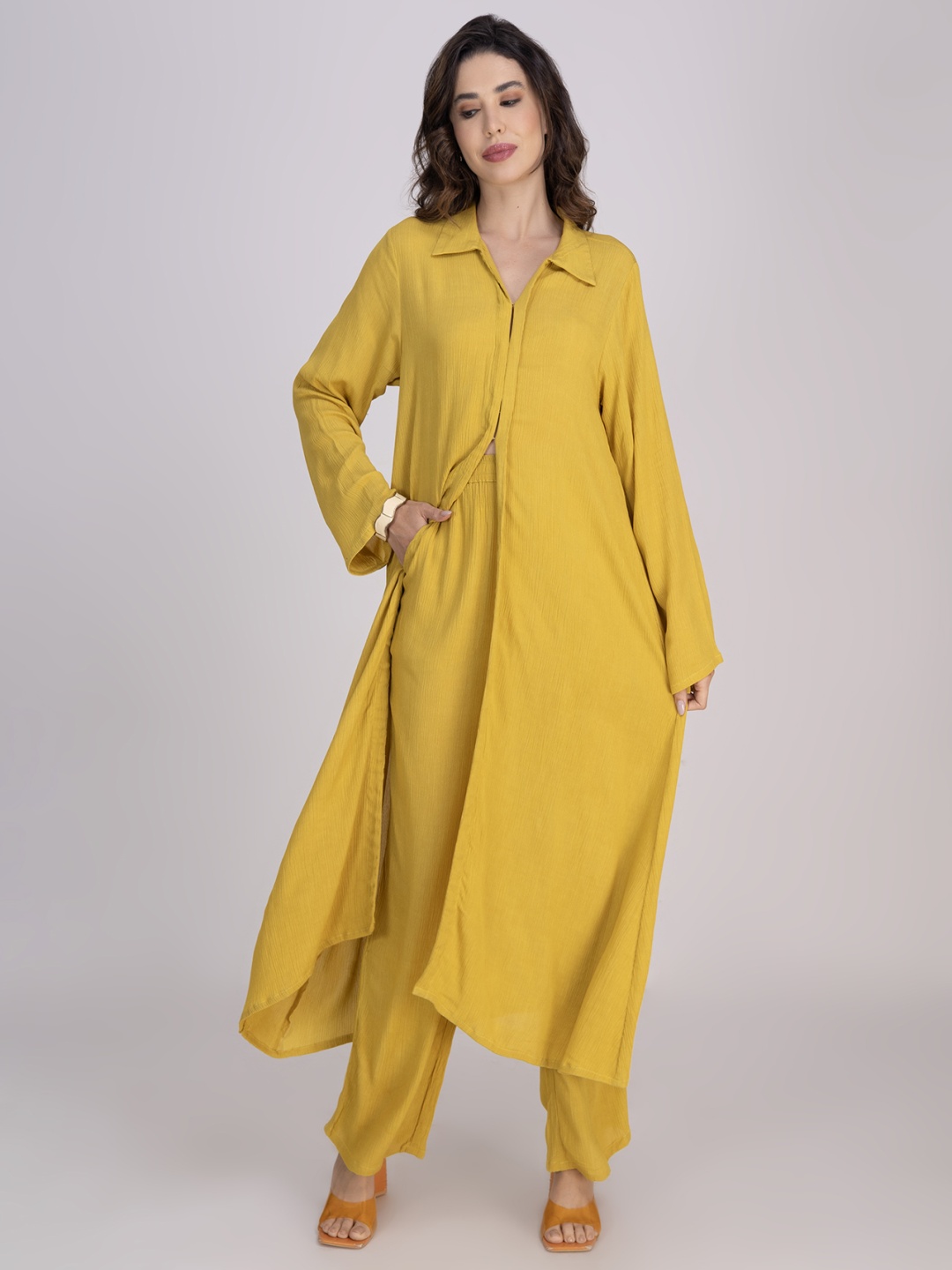 

Moomaya Shirt With Trouser Co-Ords, Mustard