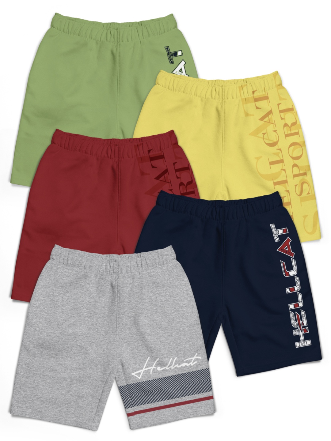 

HELLCAT Boys Typography Printed Shorts, Grey melange