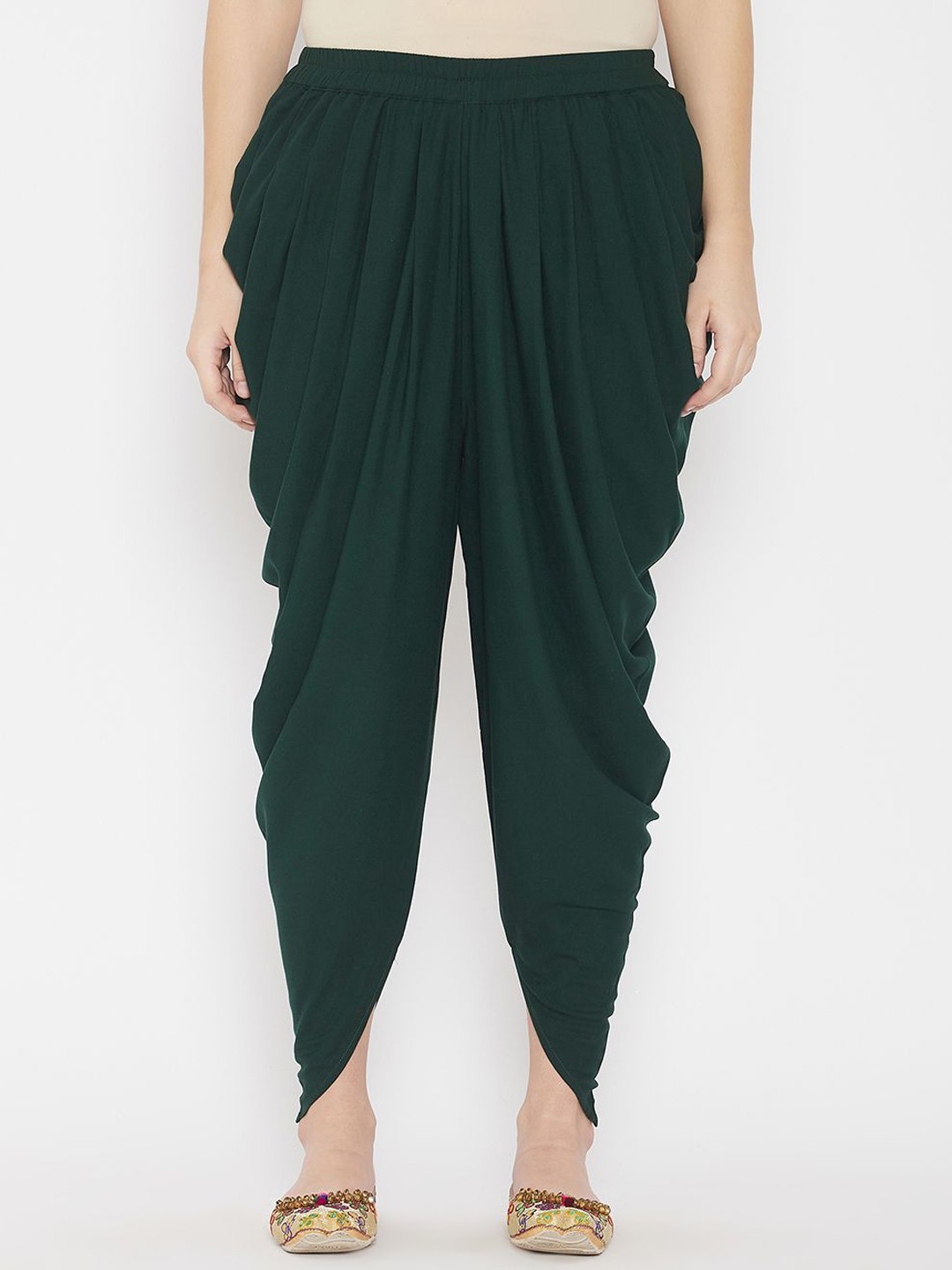 

Castle Lifestyle Women Solid Bottle Ethnic Rayon Dhoti, Green