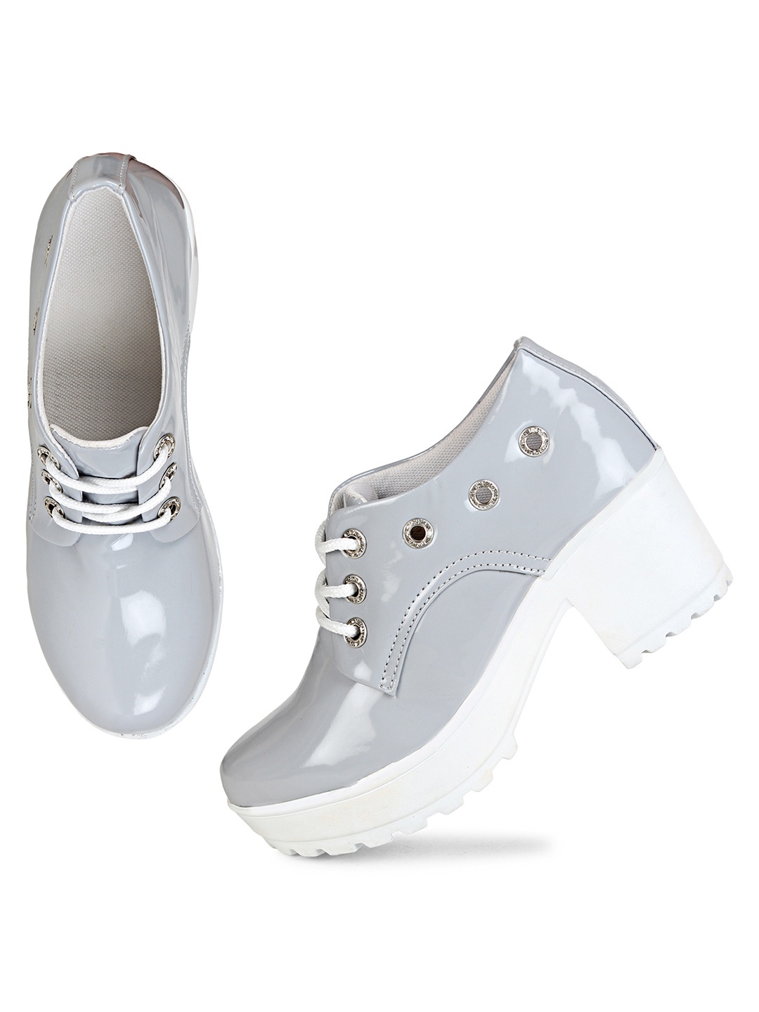 

Commander Shoes Women Casual Block-Heeled Boots, Grey